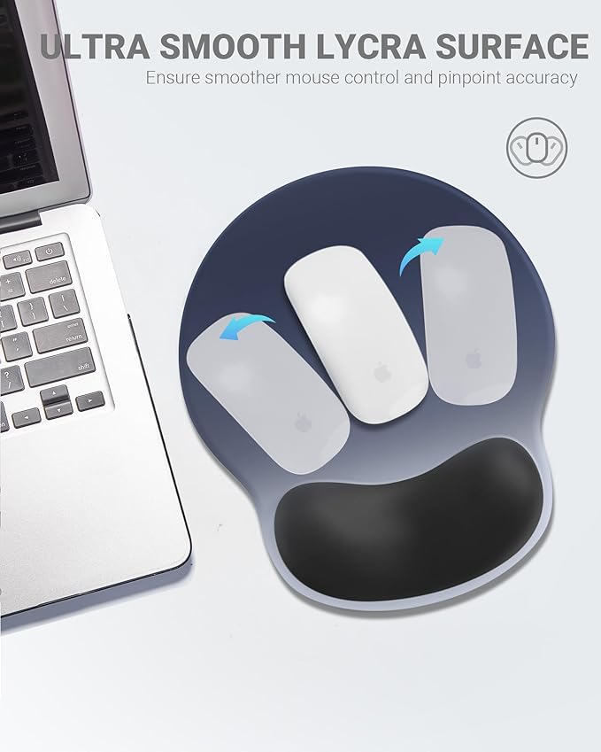 Laborio Ergonomic Mouse Pad with Wrist Rest, Large Mousepad(10.6'' x 9''), Wrist Support Mouse Mat with Non-Slip Base, Pain Relief for Laptop & Computer(Gradient Blue Black)