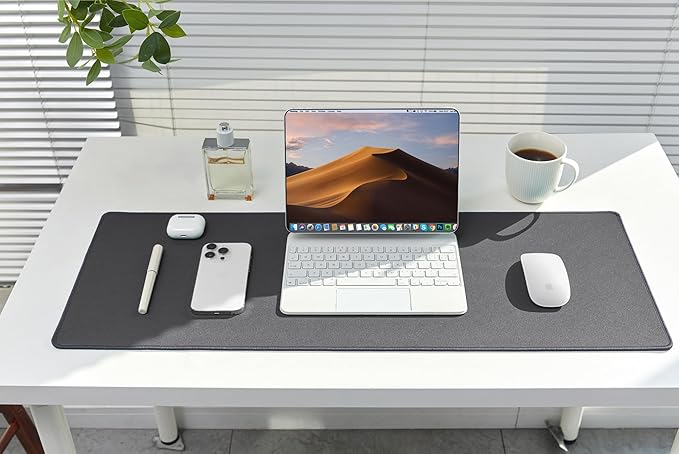 ALOANES Waterproof Mouse Pad with Durable Stitched Edge, Gaming Keyboard, Non-Slip Rubber Base Mouse Mat, Extended Desk pad for Gamer, Office& Home, Dark Gray Mousepad 3XL(35.43"x15.74"x0.12")