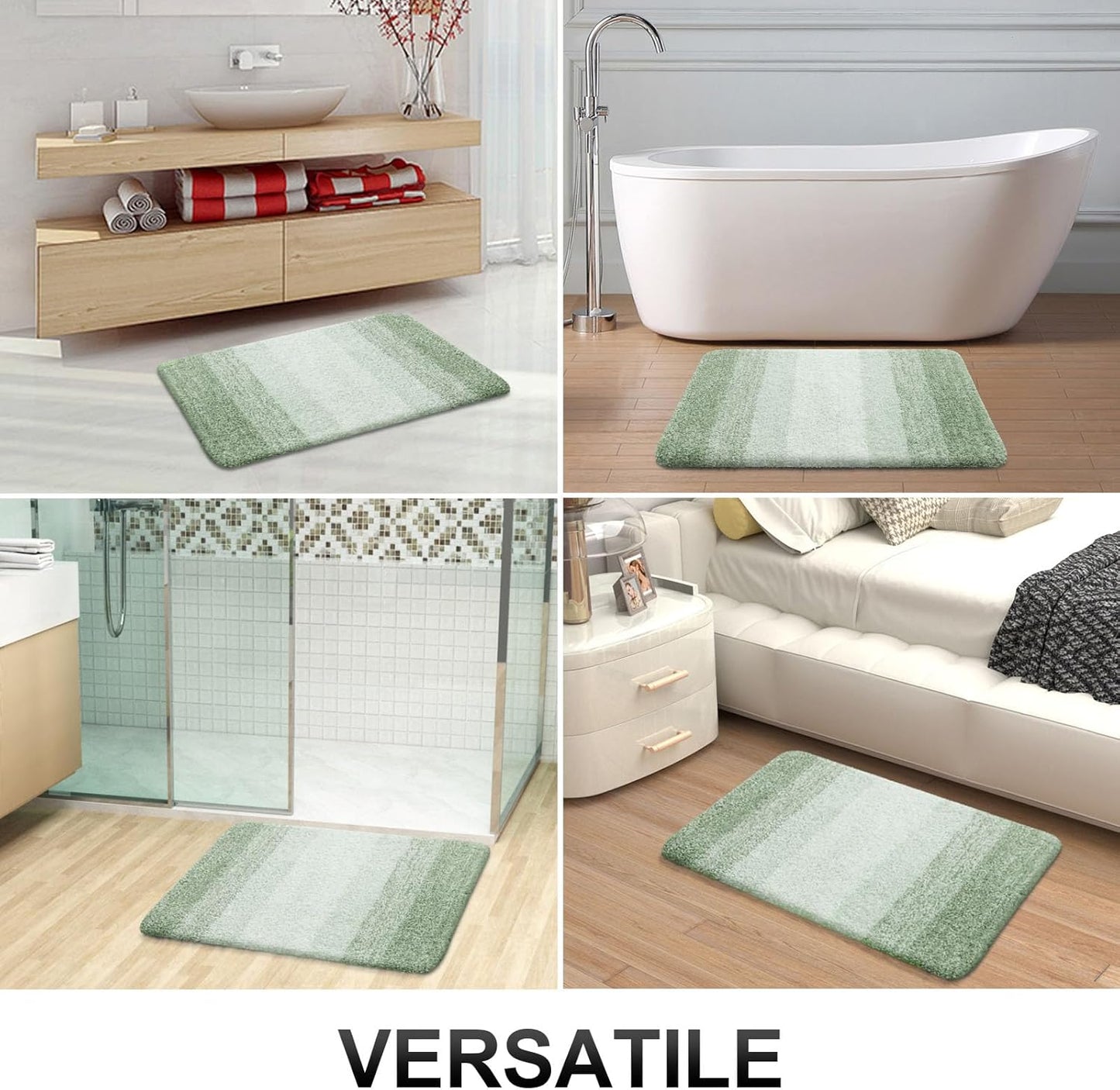 OLANLY Bathroom Runner Rug - Extra Soft Microfiber Mat | Quick Dry, Washable, 47x20, Sage Green