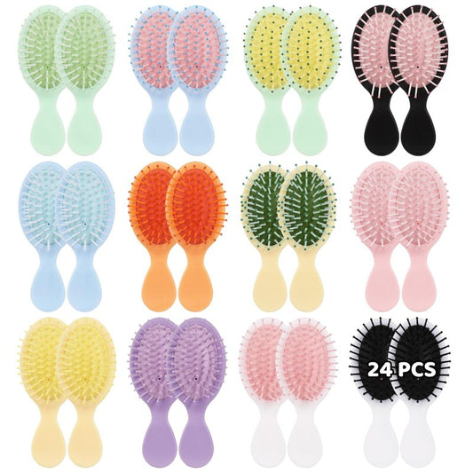 24 PCS Mini Wet Hair Brush Bulk, Mini Travel Brushes, Detangling Comb Brushes with Soft Bristles for Wet and Dry Hair, Smoothing Knots with Ease for Most Hair Types