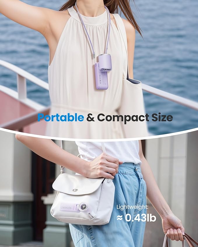 Gaiatop Portable Handheld Turbo Fan, 15 Hrs Cooling, 180° Foldable 4-in-1 Hand Held Fans, 6-Speed (1-100) Personal Mini Handheld Fans, Small Portable Fan for Travel Working Outdoor, Women Gifts Purple