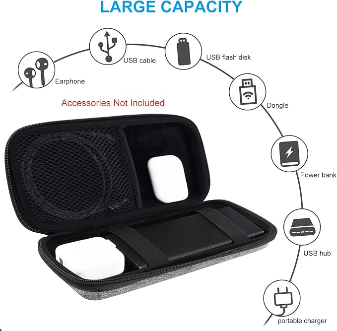 SKYNEW Powerbank Hard Drive Case Compatible with Anker Power Core 26800mAh/ PowerCore +26800mAh, RAV Power 26800/20100/20000mAh, ROMOSS 30000mAh, Miady 10000/15000mAh (Medium-Light Grey)