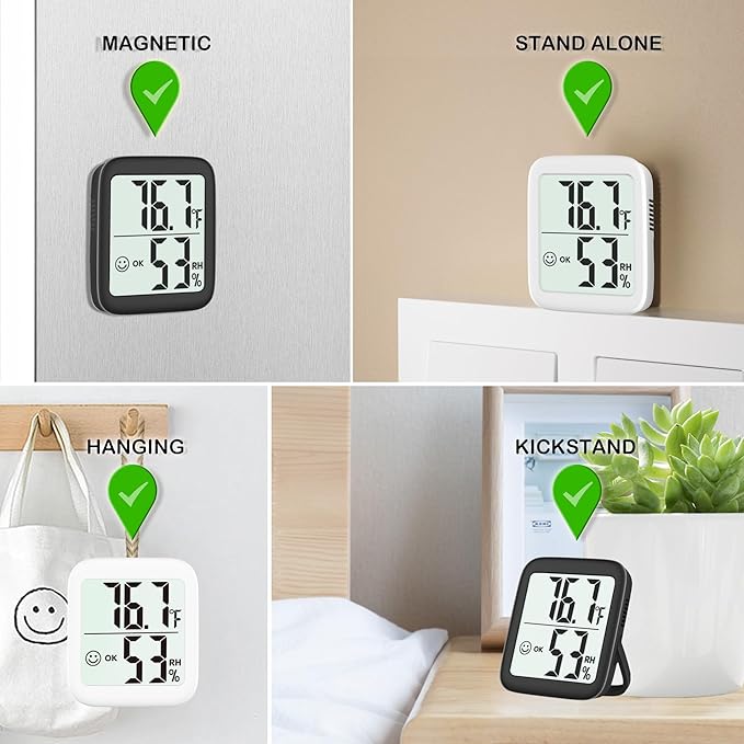 Antonki 2 Pack Room Thermometer for Home, Hygrometer Indoor Humidity Meter Gauge, Digital Temperature and Humidity Monitor Sensor for House, Terrarium, Incubator, Greenhouse - Battery Included