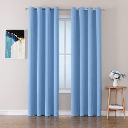 ChrisDowa Grommet Blackout Curtains - Thermal Insulated Room Darkening Panels (Sky Blue, 52W x 84L)