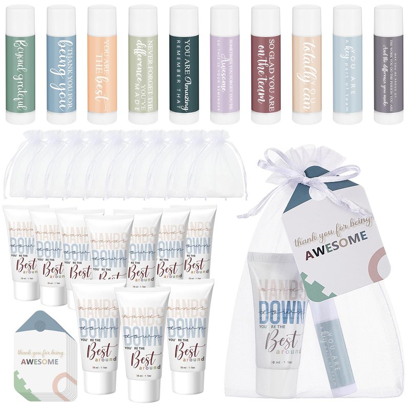 10 Sets CNA Week Thank You Gifts Bulk for Women Inspirational Hand Cream and Lip Balm Set Teacher Appreciation Gifts for Graduation Office Staff Assistant Team Coworker Summer Favor