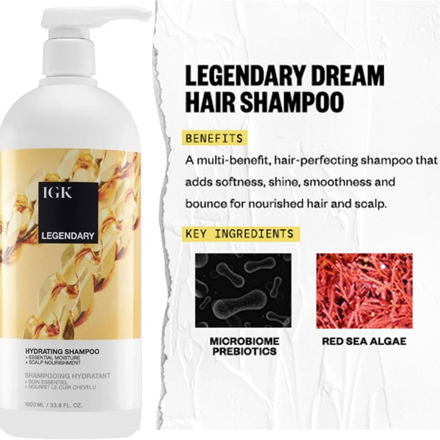 IGK LEGENDARY Dream Hair Shampoo & Conditioner Set | Hydrating Haircare Duo for Soft Shiny Healthy Looking Hair | Lightweight Feel with Bounce and Body | 8 oz (Pack of 2)