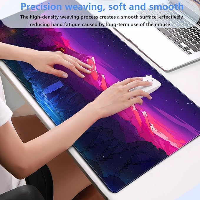 Purple & Pink Gaming Mouse Pad, 31.5 x 15.7 Inch