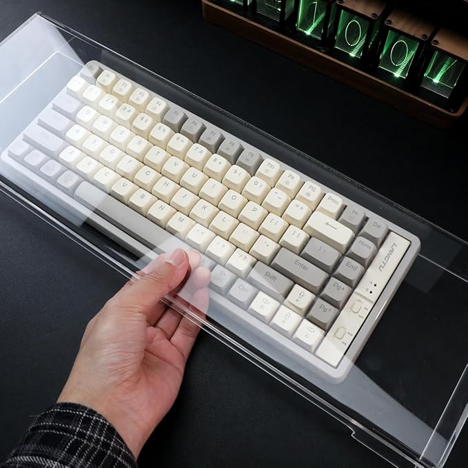 Cabilock Acrylic Keyboard Dust Cover Transparent Protective Cover for 104-Key Mechanical Keyboards 18.70X6.10X1.96In Waterproof Keyboard Protector for Home and Office