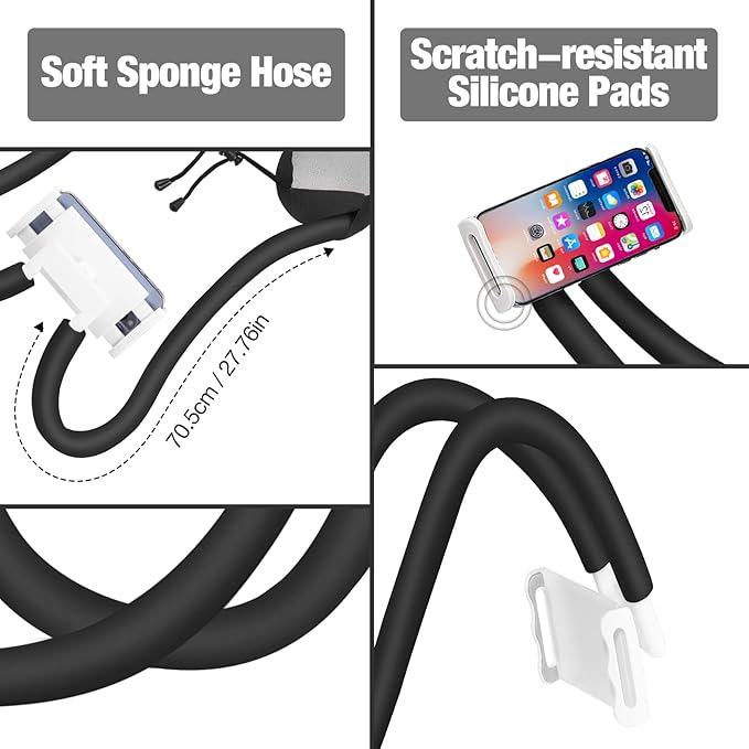 MoKo Neck Phone Holder, Lazy Gooseneck Phone Pillow Holder Bracket, 360°Rotate Phone Tablet Stand for 5.5-11" Device, fits iPhone 17/17 Air/17 Pro/17 Pro Max, iPhone 16/Pro/Pro Max/Plus, iPhone 15/Pro