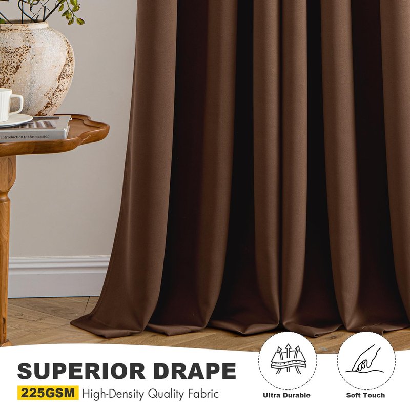 MIULEE Bedroom Blackout Curtains Thermal Insulated Room Darkening Drapes for Living Room Kitchen Grommet Top Light Blocking Window Treatment Curtains, 40 x 45 Inches Long, 2 Panels, Mocha Brown