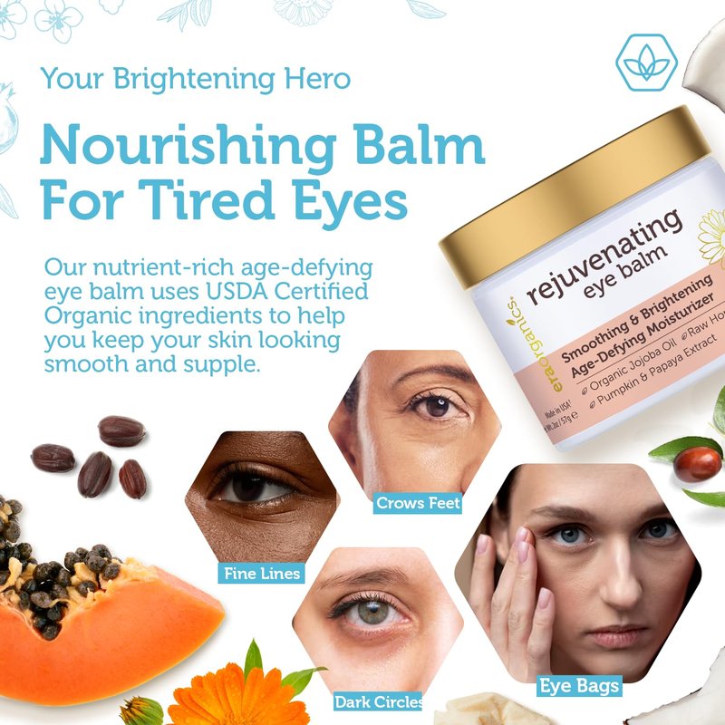 Vitamin C Face Cream & Organic Eye Balm | Nourishing Anti-Aging Formula for Fine Lines & Puffiness - Made in USA, Safe for Sensitive Skin