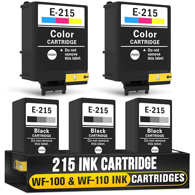 5-Pack Printer Ink Cartridges – 215 Ink Cartridges 3 Black and 2 Tri-Color | Easy-to-Install Inkjet Printer Cartridge Replacements | Sharp Text & Vivid Colors, Combo Pack for Home & Office Printing
