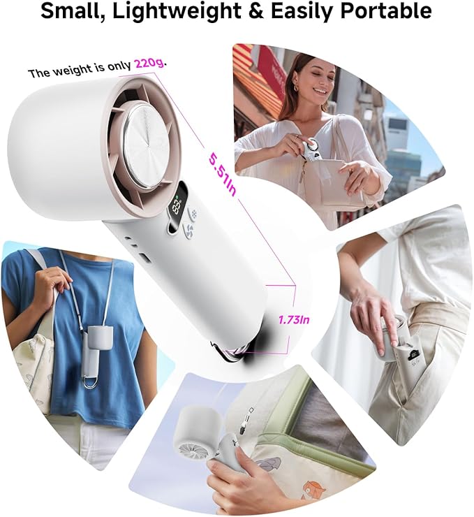 DooGooCoo Portable Handheld Fan (Grayish-white)