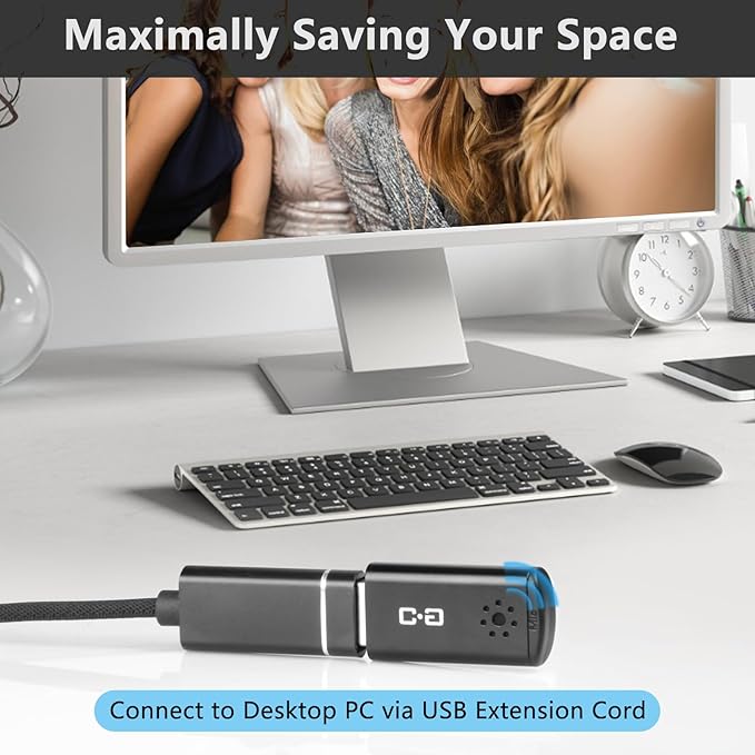 DUNGZDUZ USB Microphone for Laptop and Desktop Computer, High Sensitivity for Clear Call, Plug-and-Play, High Gain, Cordless Mini-Sized Portable, Ideal for Work & Study