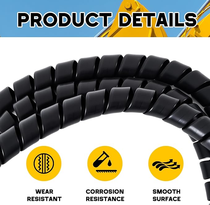 Innconee 1 Pcs Spiral Wrap Cable Protector, Safe 1.25" Od x 40' Pre Cut Lengths Hydraulic Hose Protector Wrap to Avoid Wear and Extend Life for Hydraulic Pneumatic Hoses(Black)