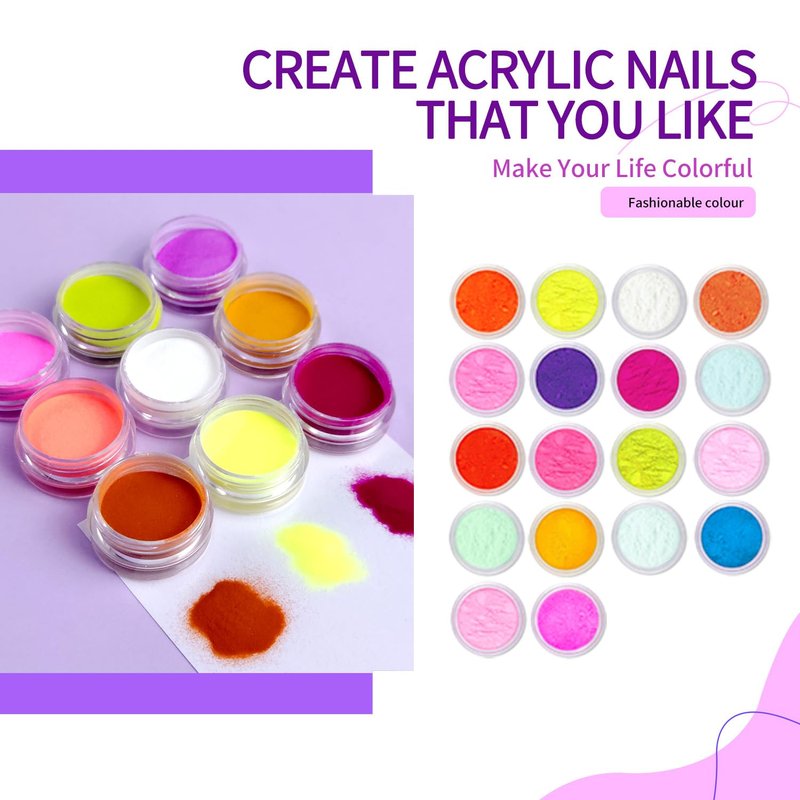 SULLMAR Nail Acrylic Powder Set 18 Colors DIY Nail Art Glitters Acrylic for Nails Sparkling Acrylic Nails Great for Home Manicure Sugar Powder for Nail Art Supplies
