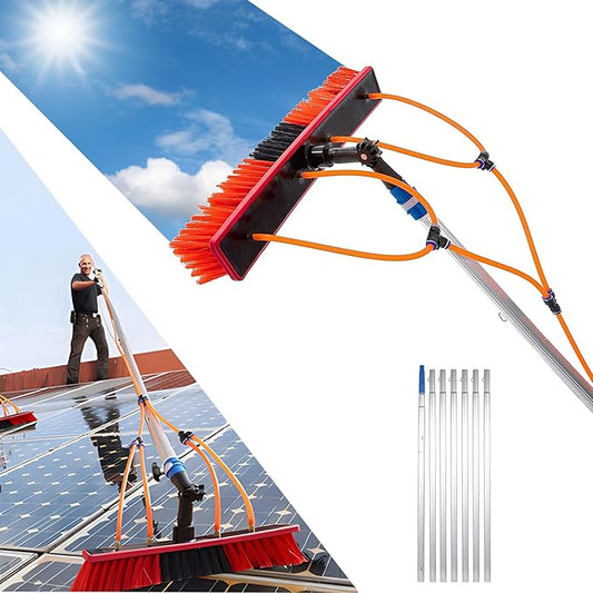 43FT Water Fed Pole & Backpack Window Cleaning Telescopic Brush Extendable Window Washer for Conservatory Roof Cleaner Photovoltaic Panel Cleaning