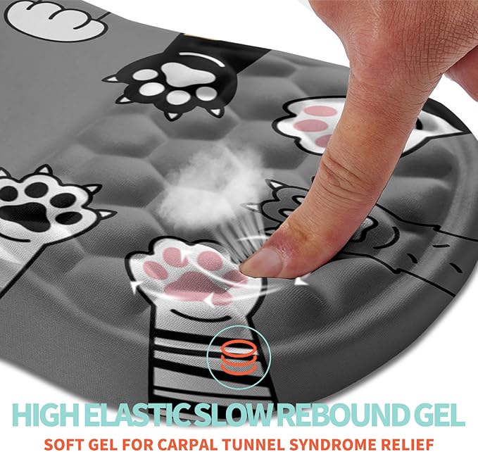 Kuosgm Ergonomic Mouse Pad Wrist Support with Memory Foam Massage Bulge, Carpal Tunnel Pain Relief Mousepad Wrist Rest for Mouse(12x8 inch, Paw)