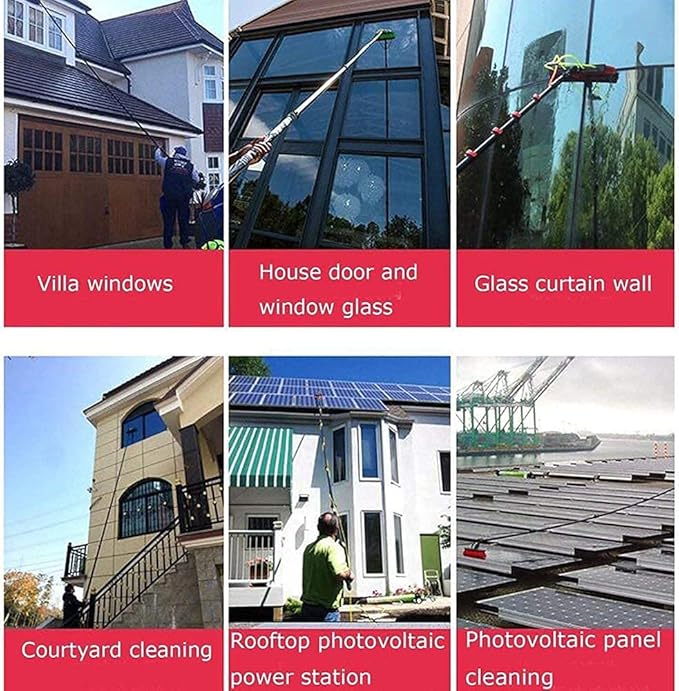 Photovoltaic Panel Cleaning, Window Clean, 3-12M Water Fed Telesbrush, Extendable Cleaner Conservatory Roof Cleaning Tools Pole/4M Rod/50Cm Brush Head