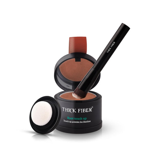 THICK FIBER Root Touch Up Powder with Brush – Covers Grey Roots, Thinning Hair & Bald Spots – Sweat & Water Resistant for Men & Women (Medium Brown, 0.35 Ounce (Pack of 1))