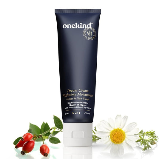 Onekind Night Moisturizer - Hydrating Dream Cream for Wrinkles & Anti-Aging | 1.7 oz, Squalane & Rosehip