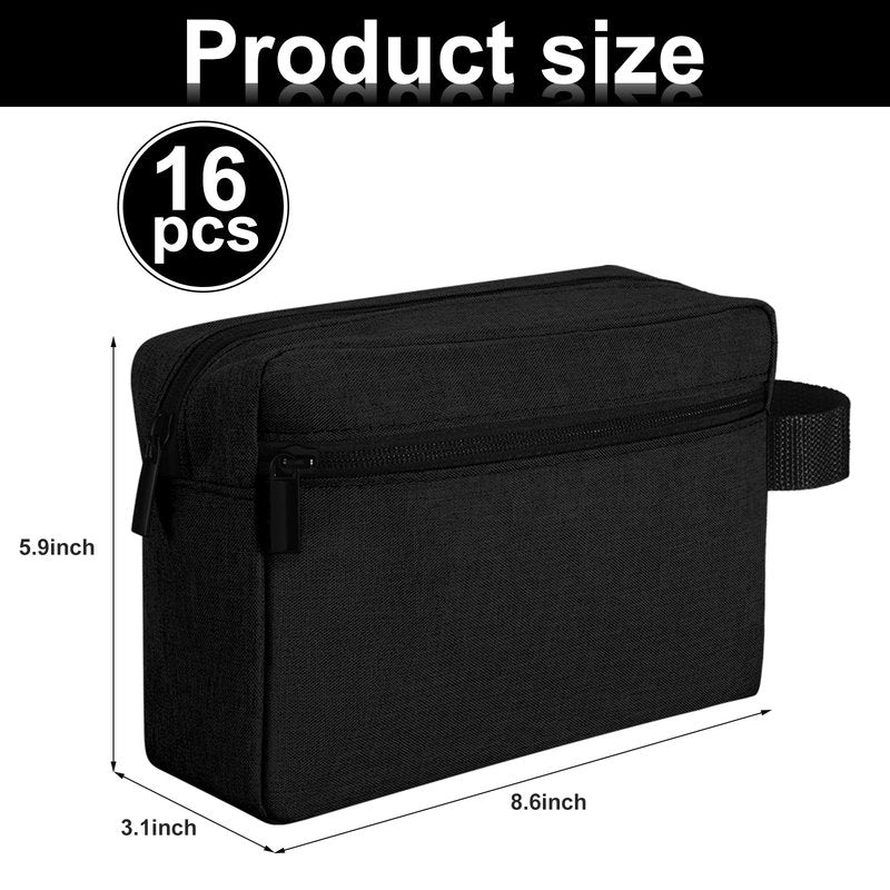 Paterr 16 Pcs Travel Toiletry Bag for Women Men Large Water Resistant Shaving Bag Hanging Cosmetic Bag with Handle and Divider Storage Travel Pouch Case (Black)