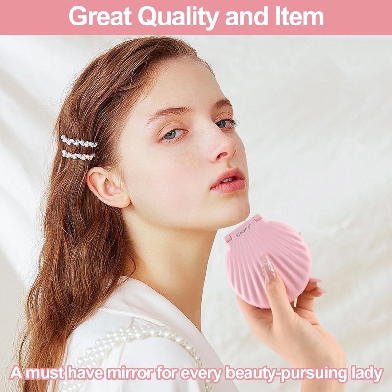 Compact Makeup Mirror with Lights - 2-Sided Folding Magnifying Mirror 3.5” | Lightweight & Shatterproof Gift for Women