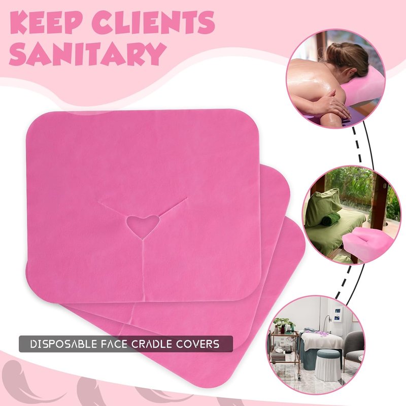 Disposable Face Cradle Covers - 100 Pack Massage Headrest Covers for Spa & Salon | 12 x 15.5 Inches (Pink)