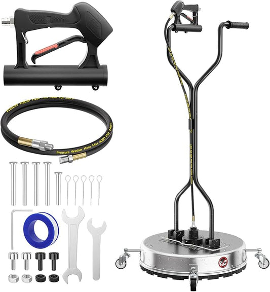21 Inch Pressure Washer Surface Cleaner with 4 Wheels,Dual Handle,Stainless Steel Housing,4500 PSI Power Washer Accessory for Concrete, Patio, Sidewalk, Deck, Driveways and Daily Washing