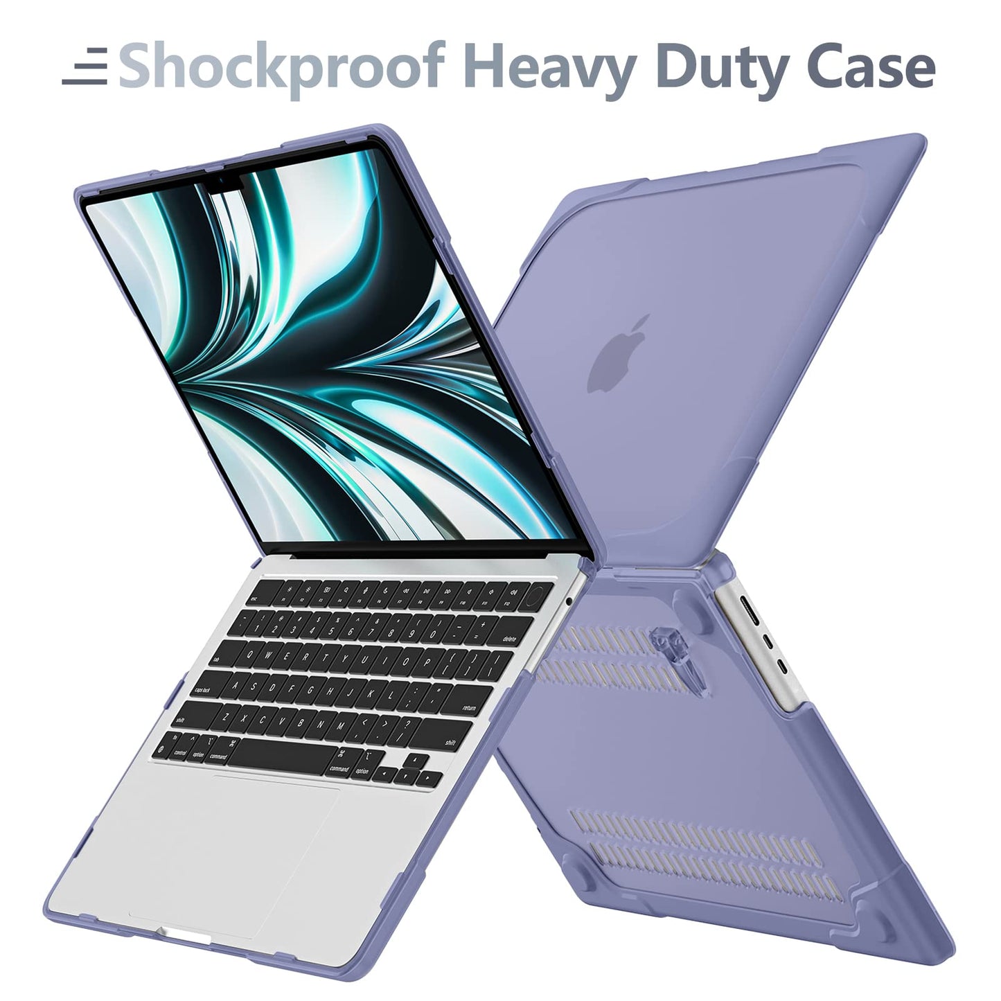 Batianda FlexStand Heavy Duty Case for MacBook Air 13.6 inch, Lavender Grey