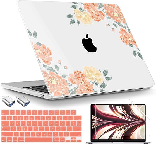 TWOLSKOO Compatible with MacBook Air 13 inch Case M5 2026 M4 2025 M3 M2 2024-2022 A3449 A3240 A3113 A2681, Plastic Hard Shell & Keyboard Cover for MacBook Air 13.6 inch Case, Vintage Roses