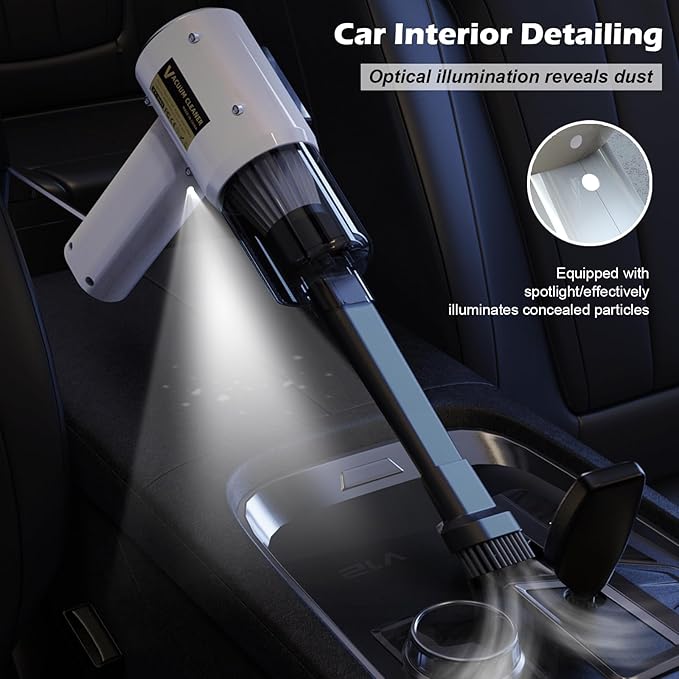 Bonbiyou Handheld Vacuum Cordless, 21000Pa Car Vacuum Cleaner & Air Duster, 4-in-1 Portable Mini Vacuum with Brushless Motor, USB-C Rechargeable Hand Vacuum for Car Interior, Pet Hair, Home & Office