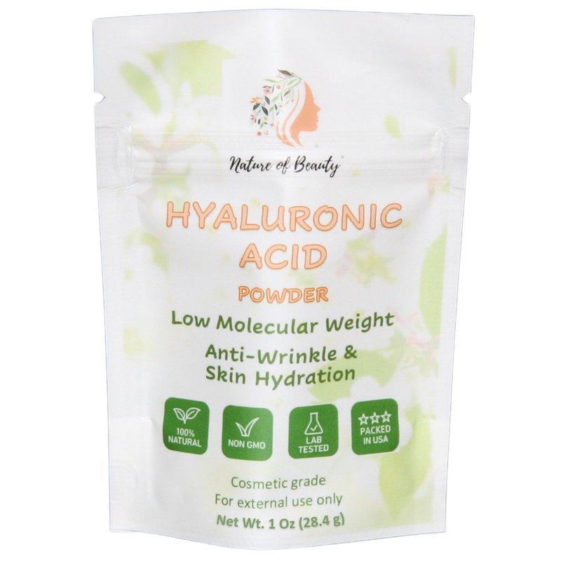 Hyaluronic Acid Powder, Low Molecular Weight (LMW) Anti-Wrinkle Hyaluronic Powder, For Face Serum Or Lotion, 100% Natural, USA Made, 1 Oz (28.4g)
