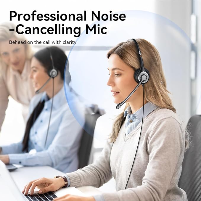 Wantek Headset wtih Mic, USB Headset with Microphone for PC, Computer Headset with Noise Canceling Microphone with Mute for Home Office Online Skype Zoom Meetings