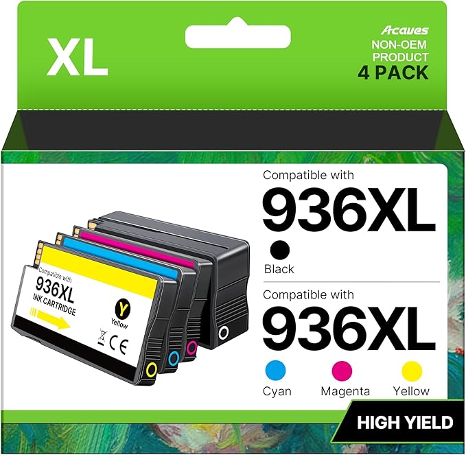 936e High Yield 936 Ink Cartridges for HP Printers HP936 936XL Replacement for HP 936 Ink Cartridges Combo Pack Work for HP Officejet Pro 9125e 9120e 9135e 9730e 9130e 9720e 9122e Printers, 4 Pack