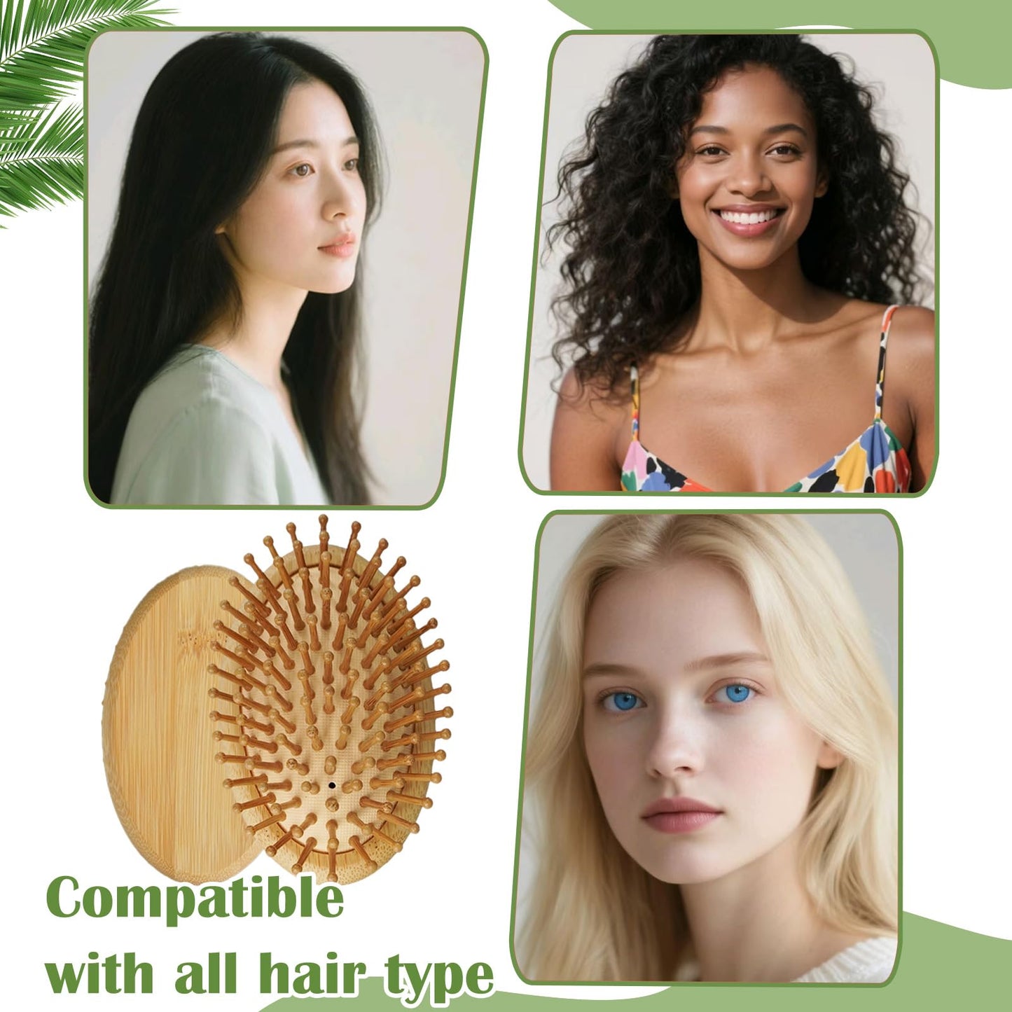 UCEHIPAW 16 Pcs Bamboo Hair Brushes Bulk with 16 Rat Tail Comb Wooden Scalp Hairbrush Massager Anti Static Bamboo Bristles for Women and Men All Hair Types