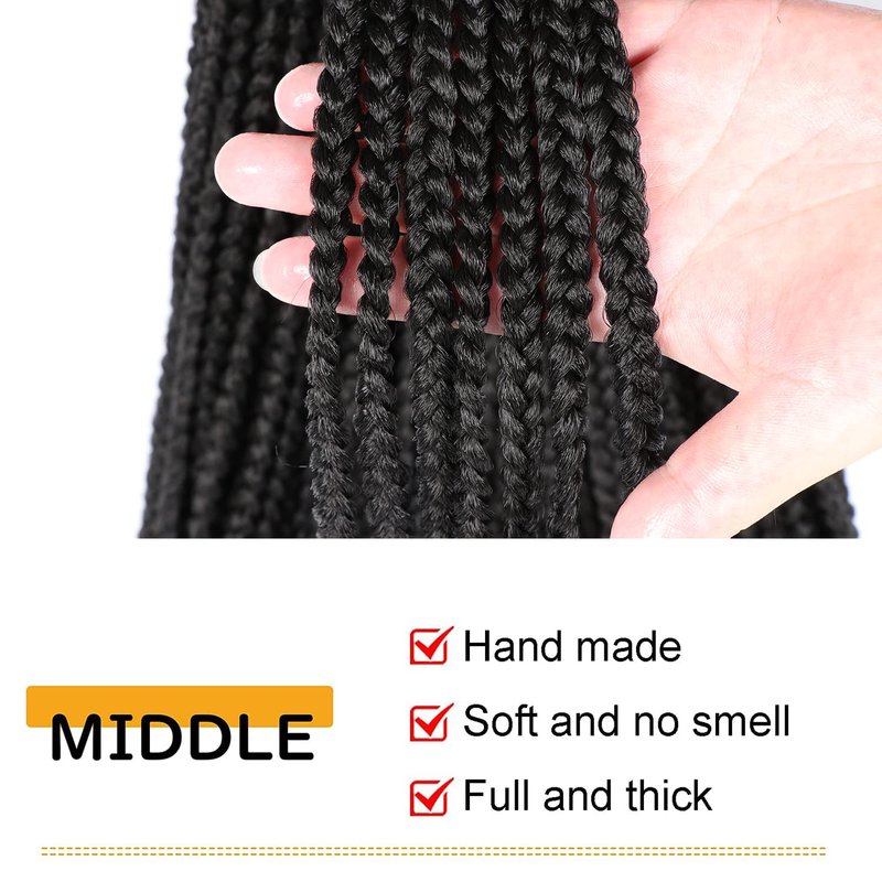 7 Packs Goddess Box Braids Crochet Hair 18 Inch Prelooped Crochet Box Braids Crochet Hair for Black Women Braiding Hair (18 Inch 7 Packs, #1B)