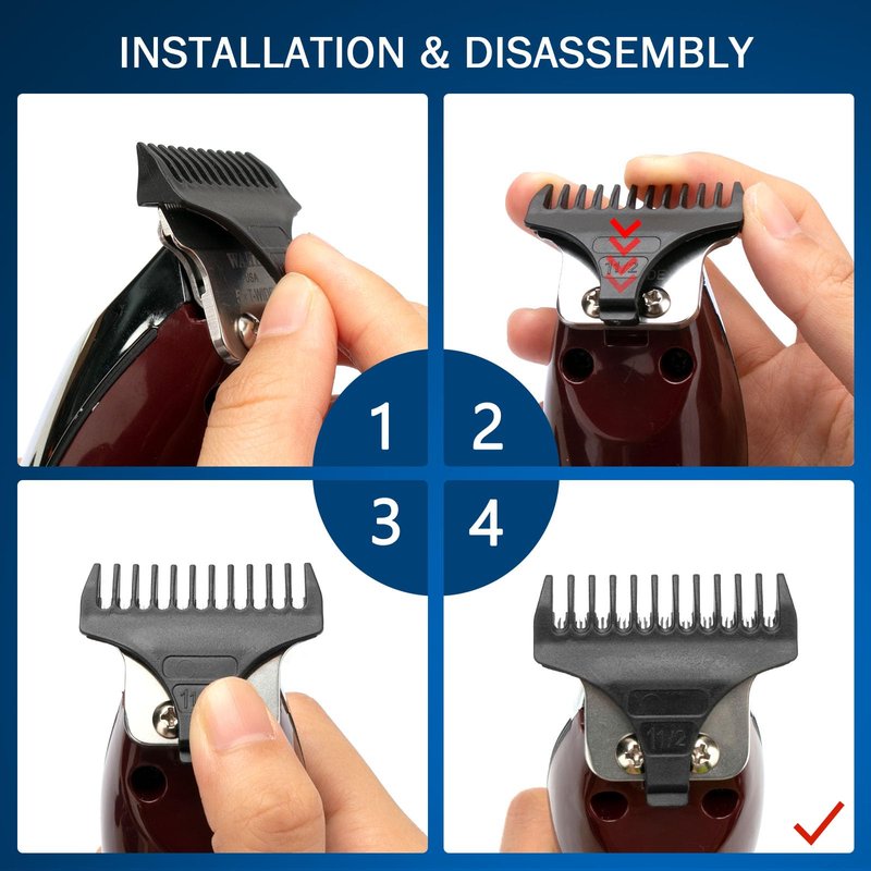 Professional Set of 3 T Wide Trimmer Guides Replacement For Wahl T Blade Guides #3792 – Fits the 5 Star Detailer #2215 T Wide Blade (2pack)