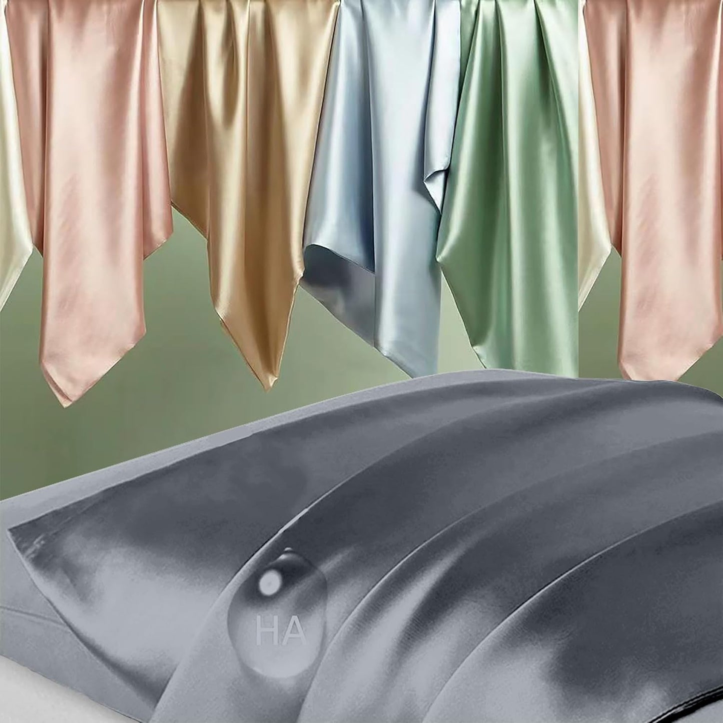 Mulberry Silk Pillowcase - Queen Size, Natural Silk for Hair & Skin, Zipper Closure, Space Grey