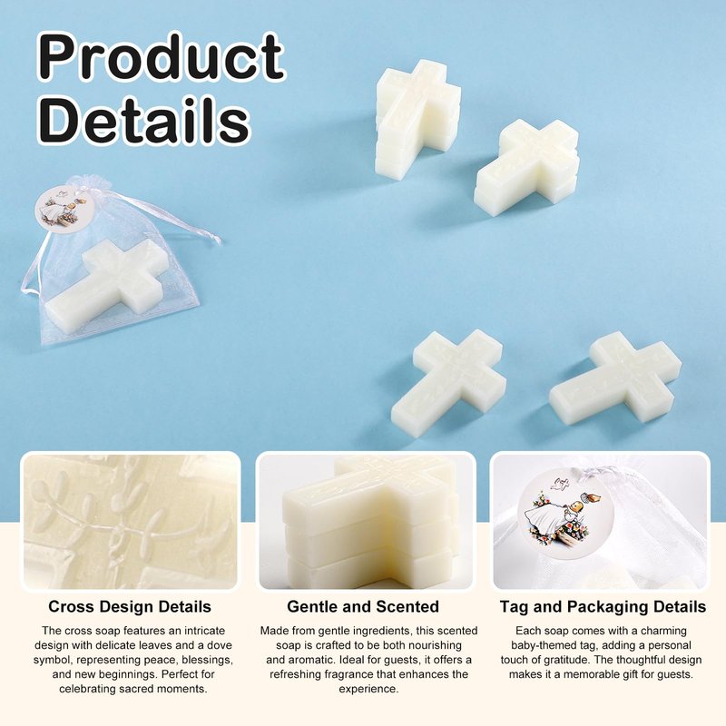 50 Pcs Baptism Favors Set Cross Soap for Girls and Boys,Baptism Party Favors for Guests,Christening Souvenirs for First Communion Favors,Recuerdos De Bautizo Para Niño Niña,Primera Comunion Recuerdos