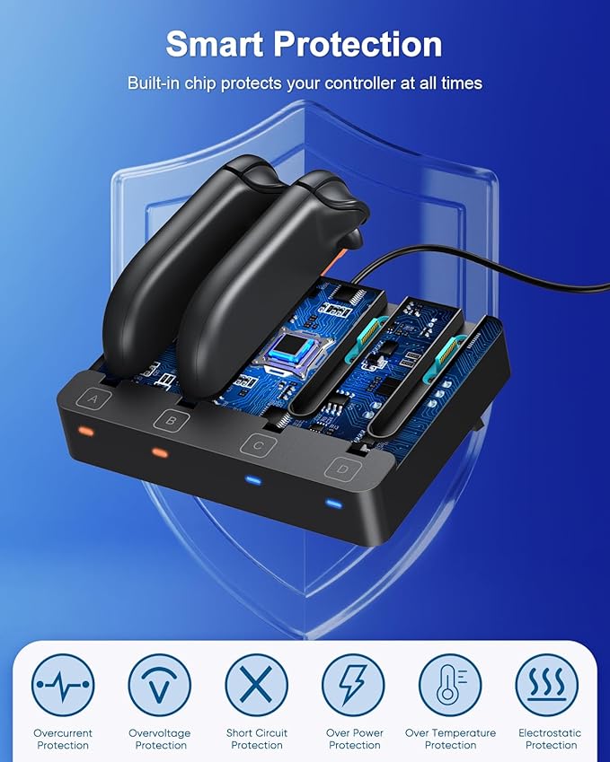 [Both for Switch 2 and 1] Controller Charger for Nintendo Switch 2 2025 and 1, Horizontal Charging Dock Station for Joy con and for Joycon 2 Accessories with Foldable Storage Stand