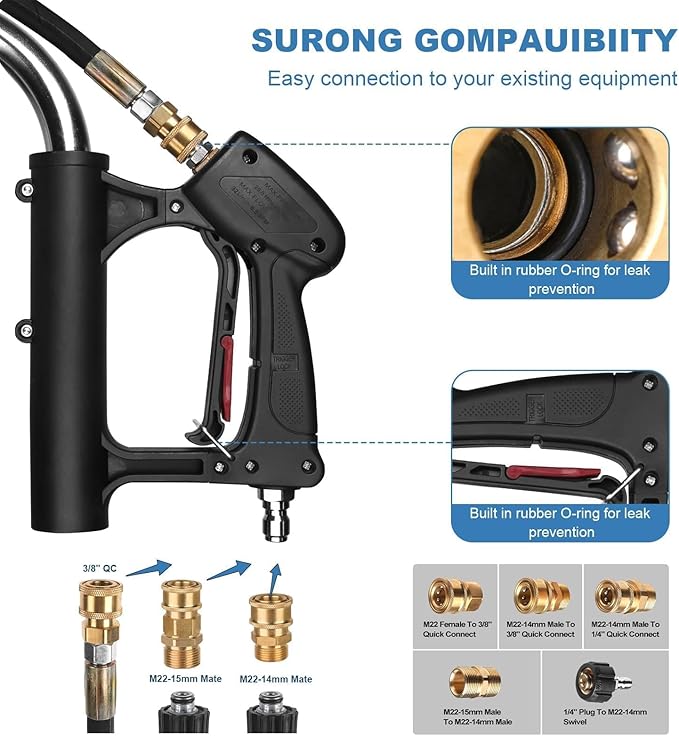 30" Pressure Washer Surface Cleaner with 4 Wheels & Dual Handles, 5200 PSI 12 GPM Stainless Steel Surface Cleaner Attachment with 2 Nozzles for Driveways, Sidewalks, Decks & Patios, Commercial Grade