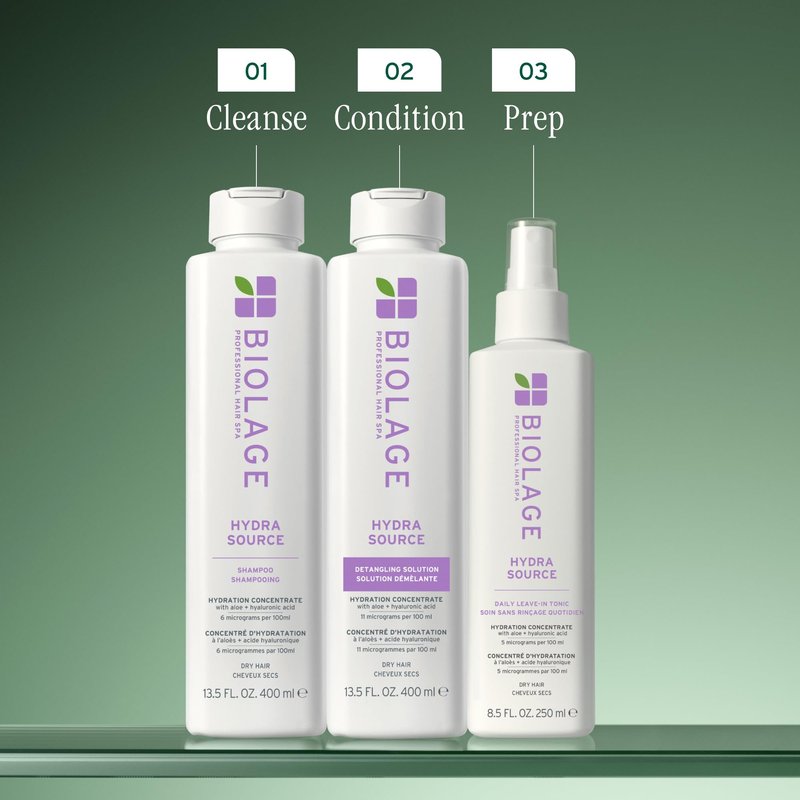 Biolage Hydra Source Detangling Solution - Conditions, Instantly Detangles & Controls Static, For Dry Hair, With Micro-Filtered Aloe Vera & Fermented Hyaluronic Acid, 33.8 Fl Oz, Packaging may vary