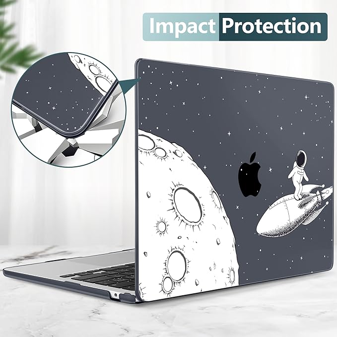 TWOLSKOO for MacBook Air 13 inch Case M5 2026 M4 2025 M3 M2 2024-2022 A3449 A3240 A3113 A2681, Plastic Hard Shell & Keyboard Cover & Type C for MacBook Air 13.6 inch Case, Flying Astronauts