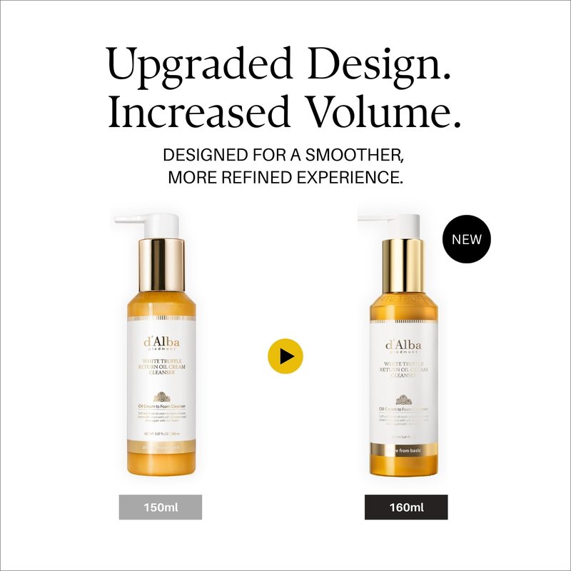 d'alba Piedmont White Truffle Return Oil Cream Cleanser, Vegan Skincare, Easy One Step Cleanser for Sebum & Makeup Removal, Hydrating Cleanser, for Sensitive Skin, Korean Skin Care