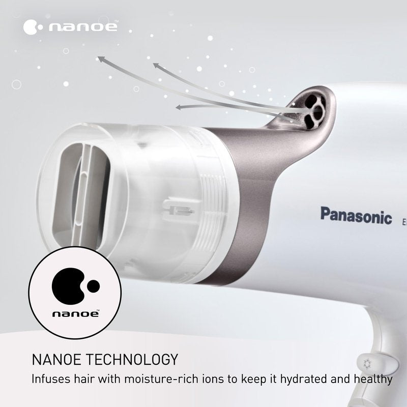 Panasonic Nanoe Salon Hair Dryer with Oscillating Quickdry Nozzle, Diffuser and Concentrator Attachments, 3 Speed Heat Settings for Easy Styling and Healthy Hair - EH-NA67-W (White) (Pack of 3)