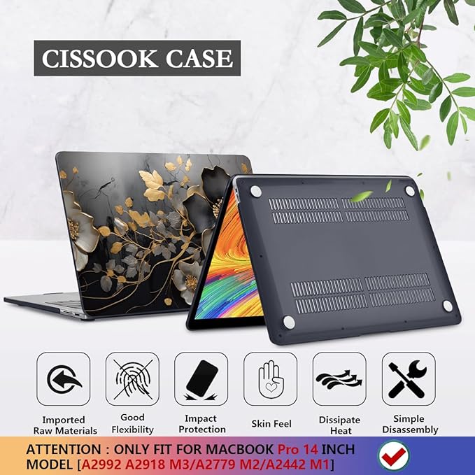CISSOOK for MacBook Pro 14 inch Case 2026-2021 Release M5 A3434 M4 A3401 A3112 A3185 M3 A2918 A2992 M2 A2779 M1 A2442, 14 in Plastic Hard Shell & Keyboard Cover, Abstract Oil Painting