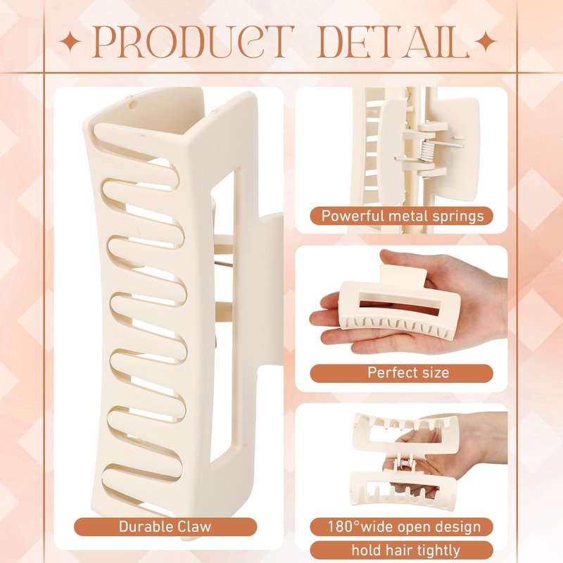 Hotop 50 Pcs Cute Hair Claw Clips Set Nonslip Square Clips Colorful Rectangle Hair Accessories for Women(4.1 Inch,Neutral Color)