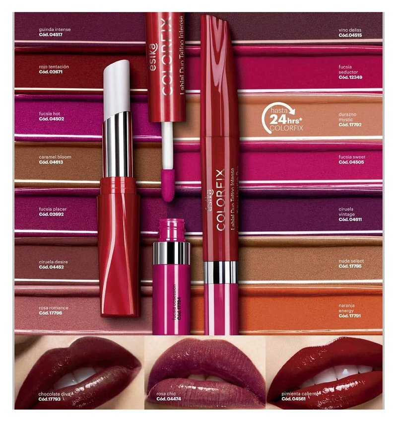 Esika Colorfix Duo Tattoo Intense Lipstick, 24 Hrs Long Lasting High Color Load, Color: Rosa Chic