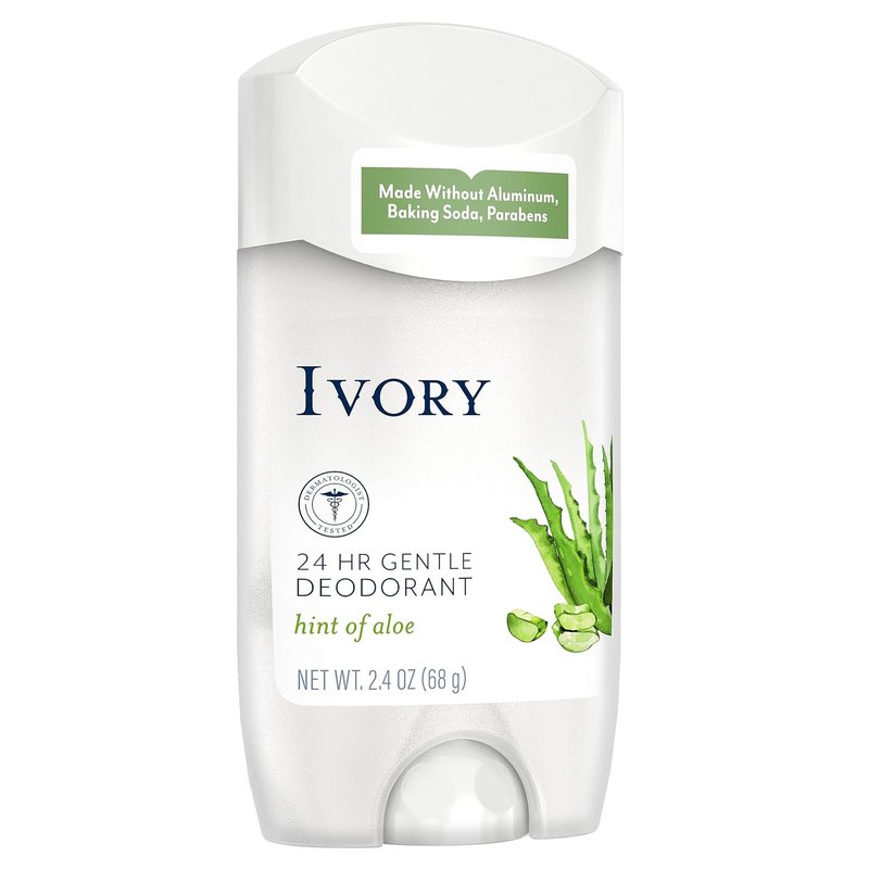 Ivory Aluminum-Free Coconut Deodorant - 24-Hour Gentle Formula, Baking Soda & Paraben Free | 2.4oz (Pack of 6)